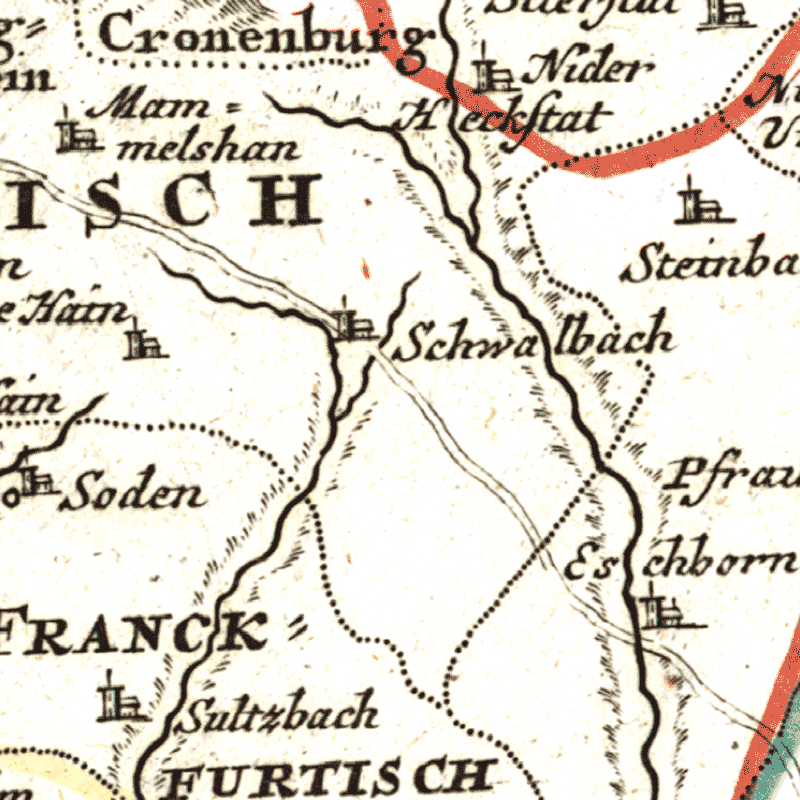 Kartenausschnitt alte Karte von Hessen