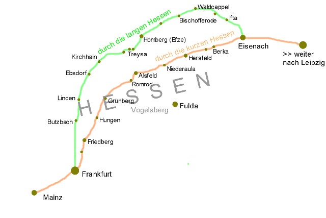 Übersichtskarte kurze und lange Hessen