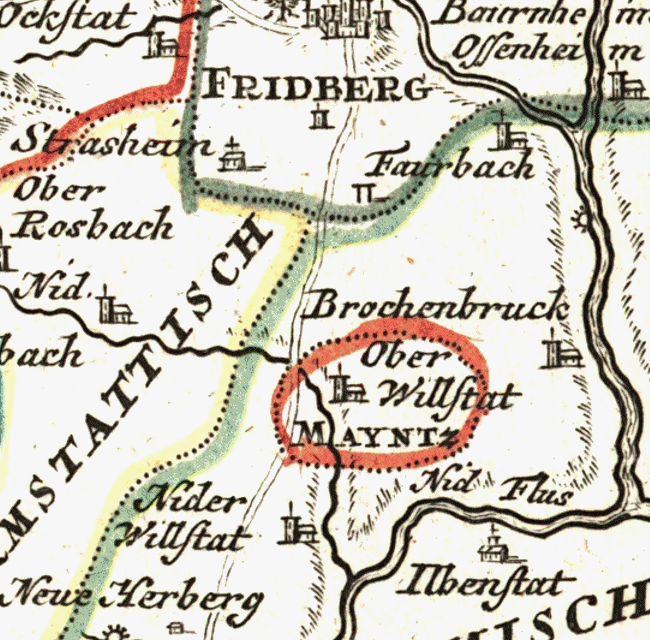 Kartenausschnitt alte Karte von Hessen